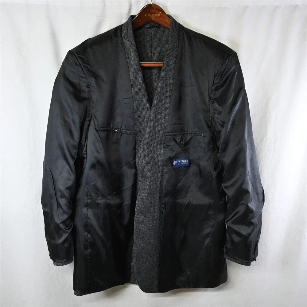 Stafford 44R Gray‎ Nailhead Tweed Wool 2Btn Blazer Jacket Sport Coat